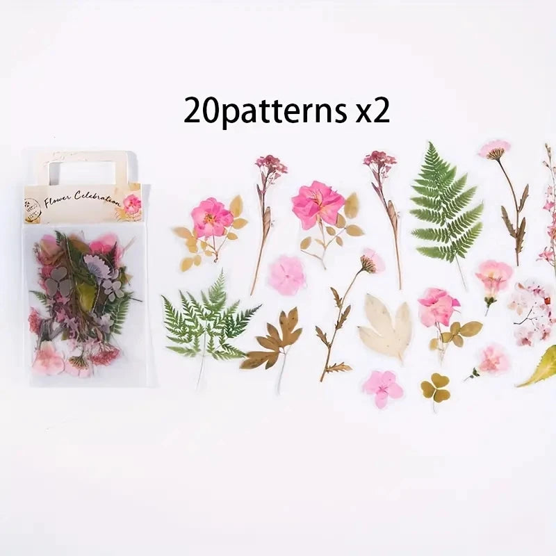 JIANQI 40 Pcs/pack Retro Creative flower plant Stickers hand tent DIY Stick Labels Scrapbooking Material Junk Journal Supplies