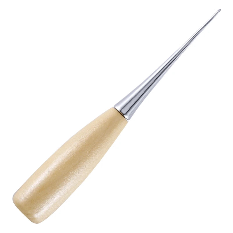 1Pc Complete Awl Set Small Size Wooden Handle Metal Tip Leather Stitching Awls for Home Sewing Leather Making and Hole Punching