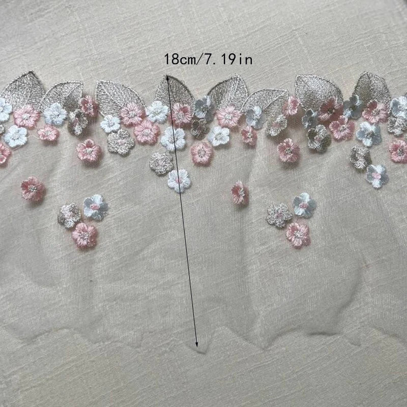 1Yard Pink Blue Mesh Sequins Embroidered Lace Trim Fabric For Wedding Evening Dress Home Decor Handmade Sewing Crafts Applique