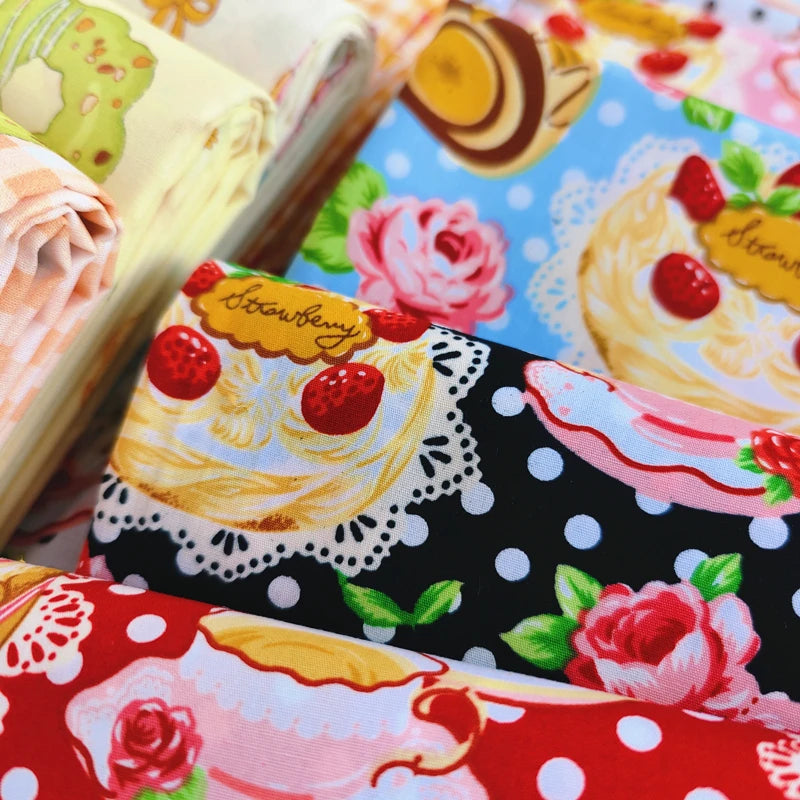 140x50cm 40s Cotton Dessert Cake Fabric Pastry Layout Background Cloth Children's ing Pajamas Dress Handmade