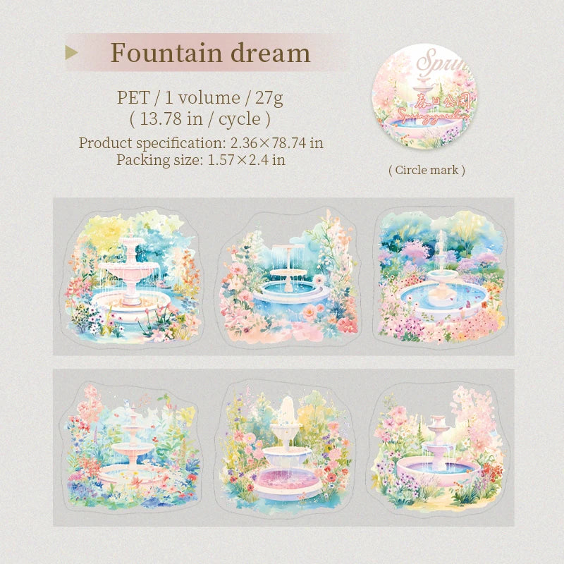 JIANQI 60mm*2m PET Tapes Chunri Park DIY Scrapbooking Decor Photo Album Collage Junk Journal Materials Aesthetics Stickers