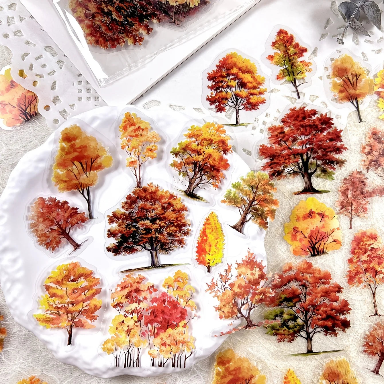 JIANQI 40pcs/pack Many Tree Materials stickers Four Season Decor DIY Hand Account Diary Scrapbooking Album Stickers Craft