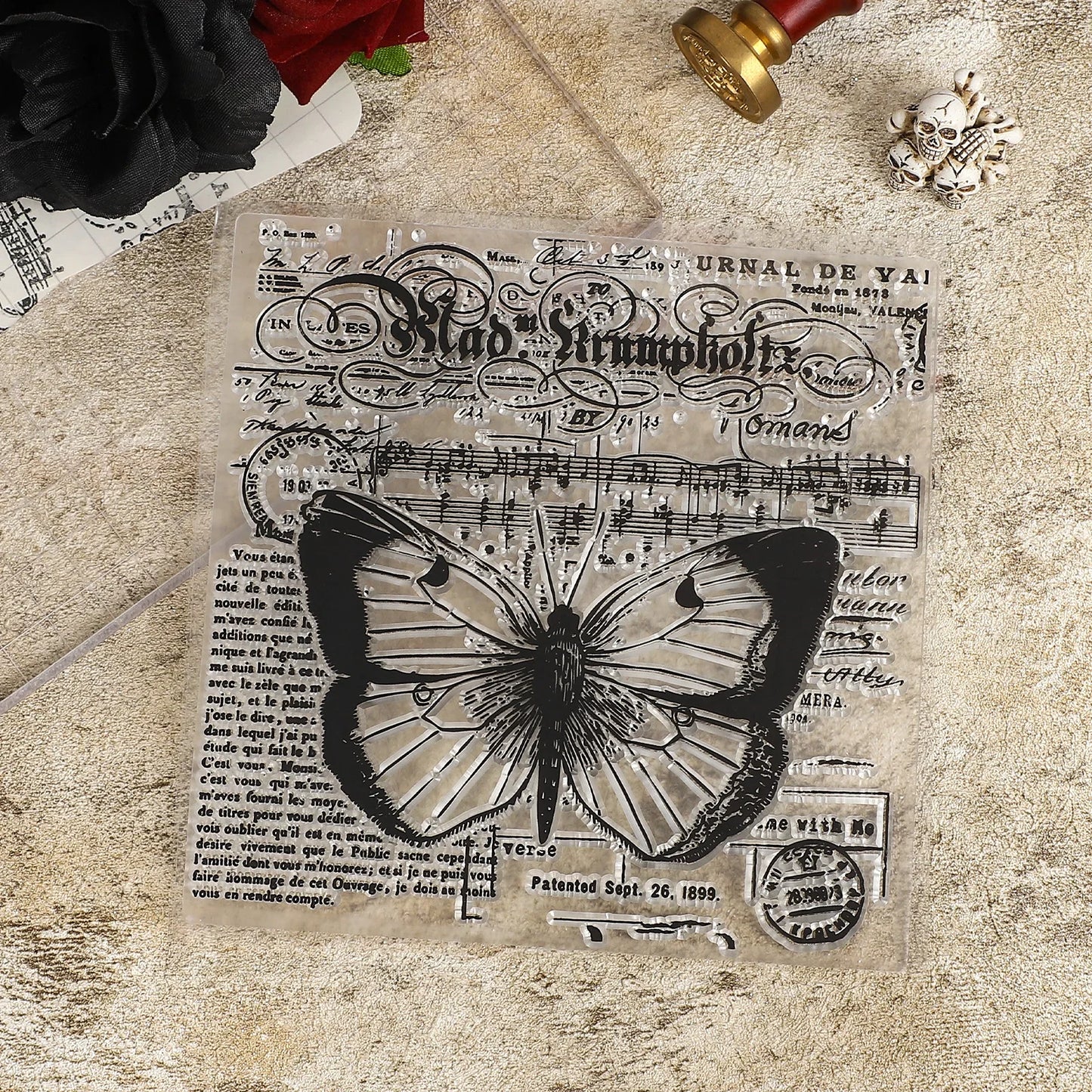 JIANWU Vintage Sunflower Plant Butterfly Landscape Material Collage Transparent Silicone Stamp Creative DIY Journal Stationery