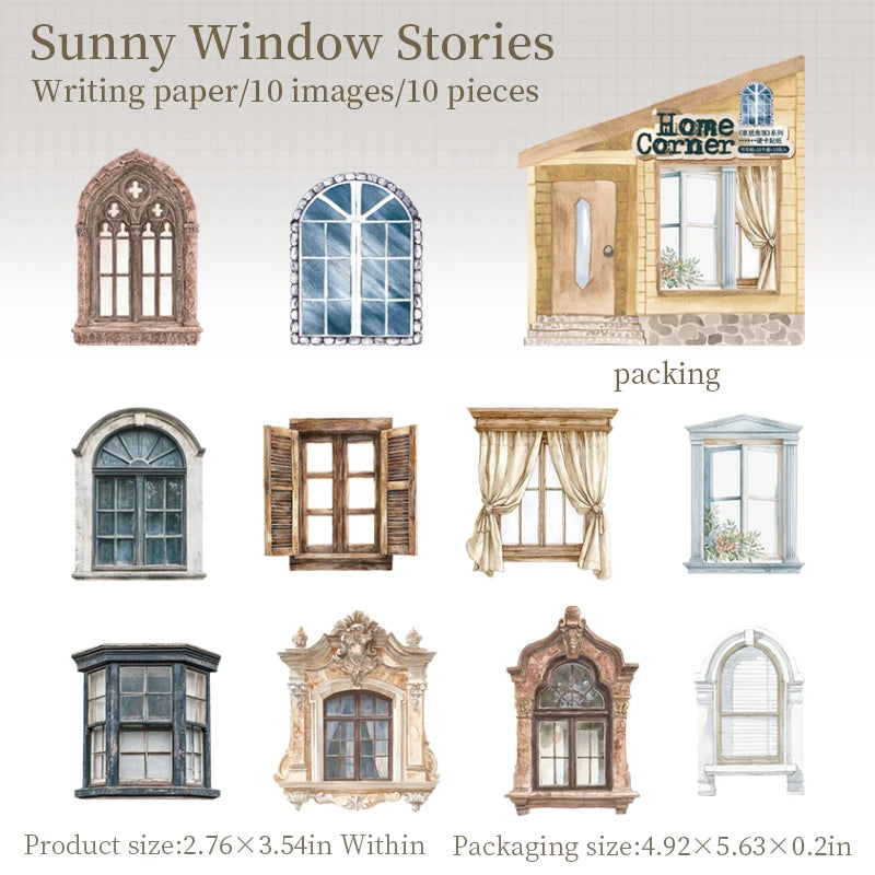 30pcs Doors, windows, and furniture Stickers Scrapbooking Materials DIY Junk Journal Collage Collage language Decor Stickers