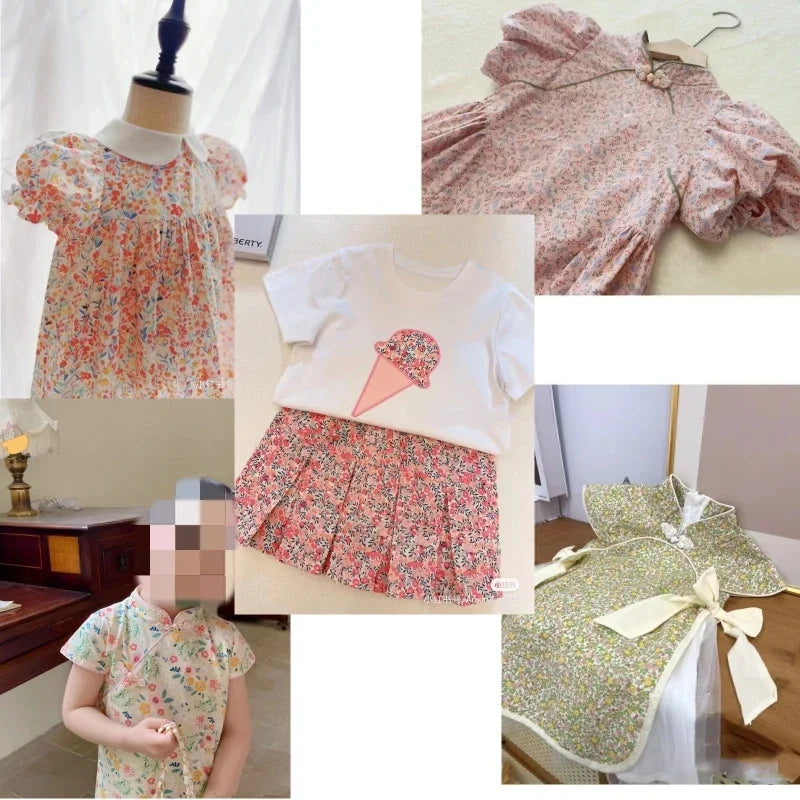 145x50cm Pastoral Floral Poplin Cotton Fabric DIY Children's Wear Cloth Make Bedding Quilt Decoration Home