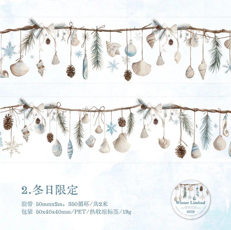 JIANQI 50mm*2m PET Winter snow scenery Tapes Decorative collage Adhesive Diy Scrapbooking hand made Masking tape Sticker