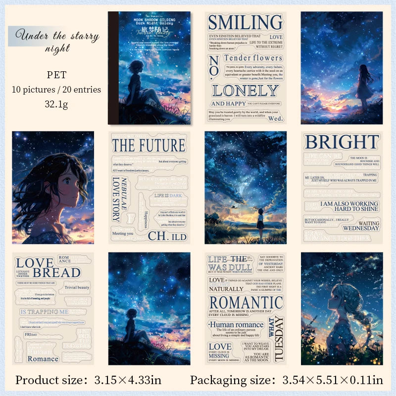 JIANQI 20 PCS Character Landscape PET Die cut Stickers book Decorative handmade Scrapbooking Material Diary Album Craft Supplies