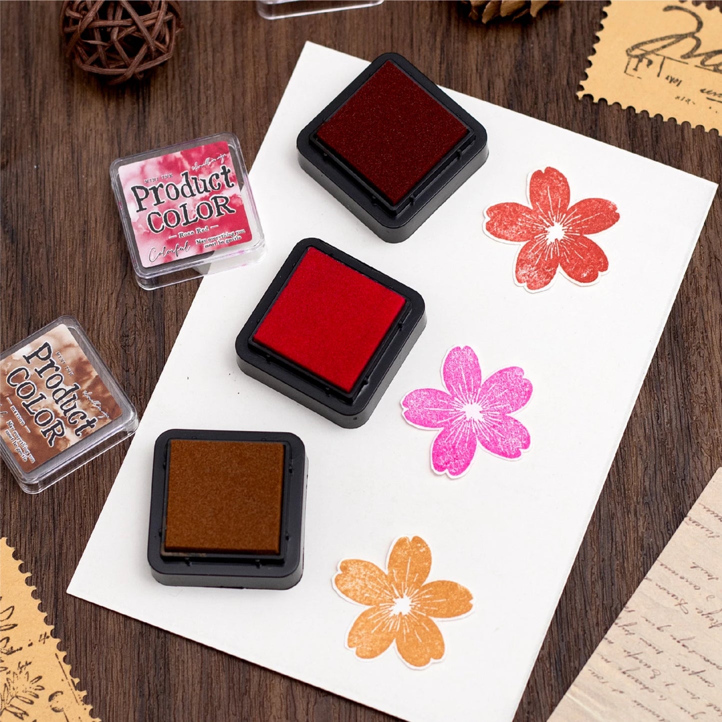 6 Pcs Colorfull Multicolor Ink Pad Set Student Planner Handmade Self Ink Stamp Inkpad School Accessories Stationery Supplies