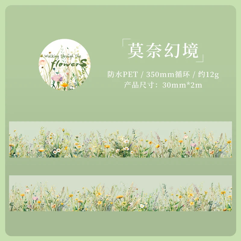 JIANQI 30mm*2m Creative Plants and Flowers tapes hand tent DIY Stick Labels Scrapbooking Material Junk Journal Supplies