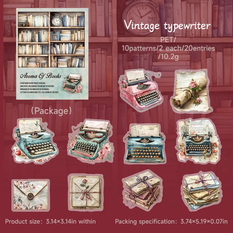 JIANQI 20pcs Vintage Deco Stickers Stationery supplies Diy Junk Journal Hand made Planner Collage material Scrapbooking supplies