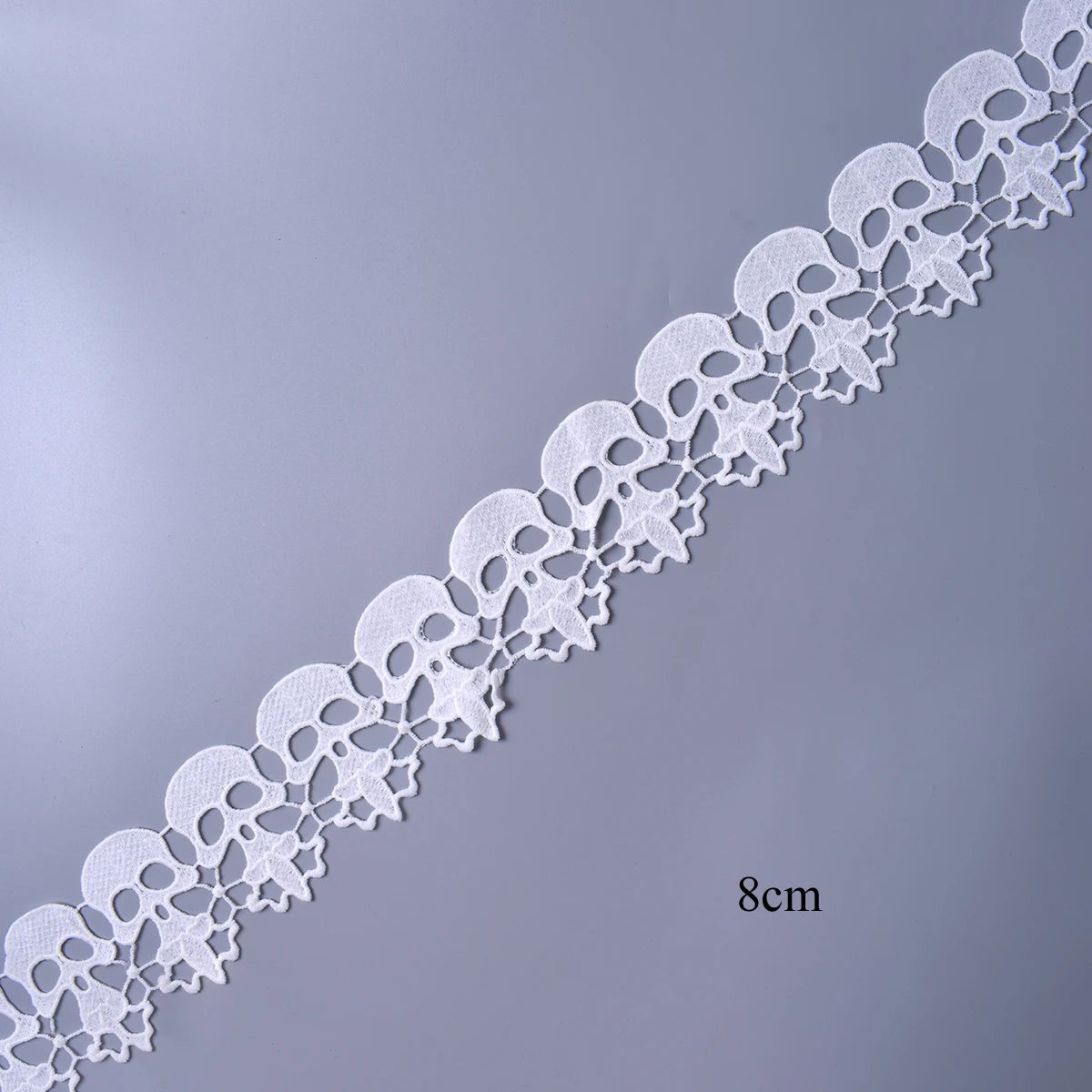 1Yard White Black String Skull Lace Fabric Trim Embroidery Applique Handmade Sewing Cloth Craft For Coat Jeans Festival Decor