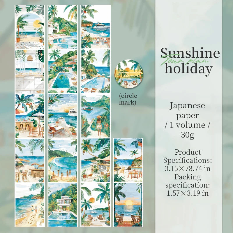 JIANQI 80mm*2m Travel Scenery Stickers PET Materials DIY Scrapbooking Materials Collage Junk Journal Decor Stickers