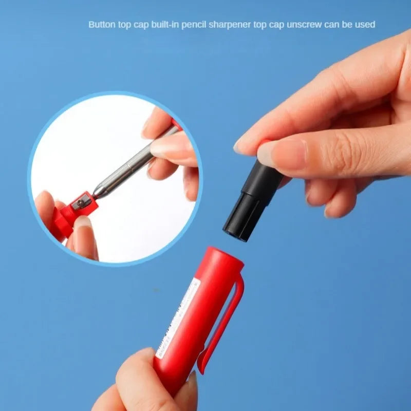 2.8mm Carpenter Mechanical Pencil with Sharpener for Woodworking Construction Long Head Carpenter Pencil Cute Stationery