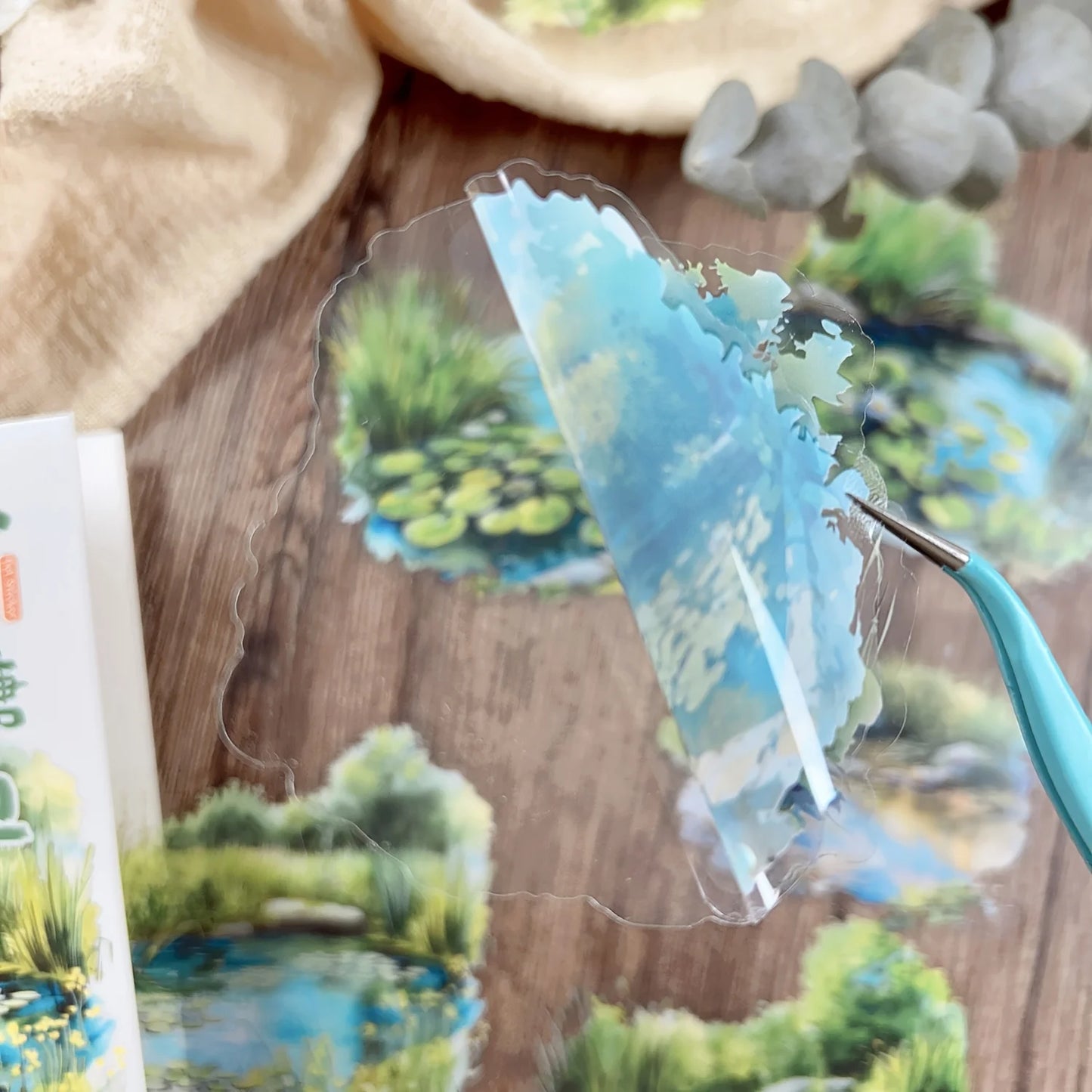 10 pcs Large Size Pond and Lake Landscape Stickers For DIY Scrapbooking Planner Collage Diary Supplies Sticker Stationery
