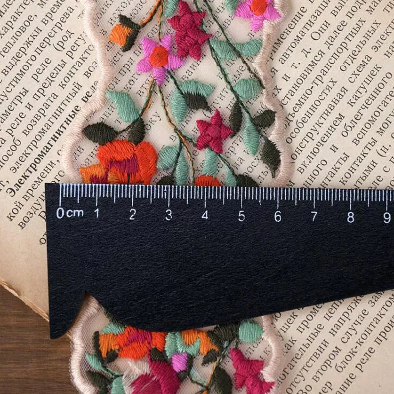 1Yard Colorful Flower Cotton Lace Fabric 6.5cm Wide