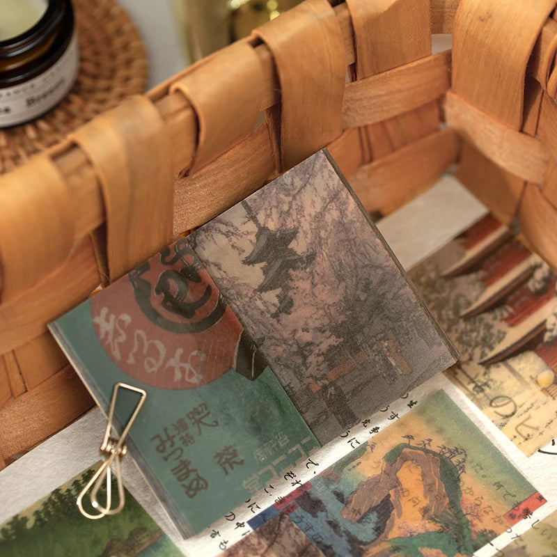 JIANQI 50pcs Vintage Paper for Phone Deco Retro Stationery Supplies Litmus Paper Bullet Journaling Label Scrapbooking Material