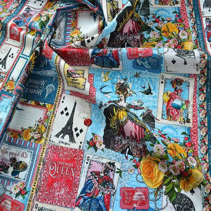Newspaper Fabric Map Retro Vintage Digital Printed for Handmade DIY Sewing Accessories