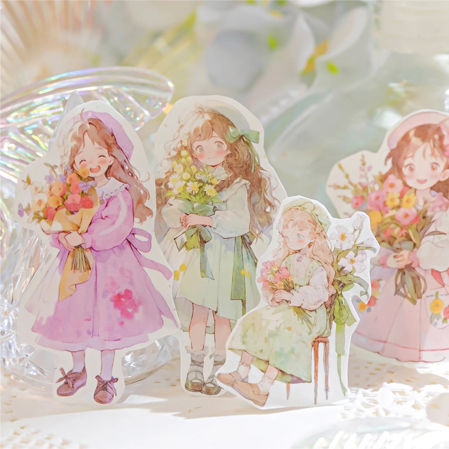 JIANQI 50mm*2m Scrapbook Decor Adhesive Tape Heartbeat Flower Shop Tapes Masking Tapes stickers Aesthetic Stationery Supplies