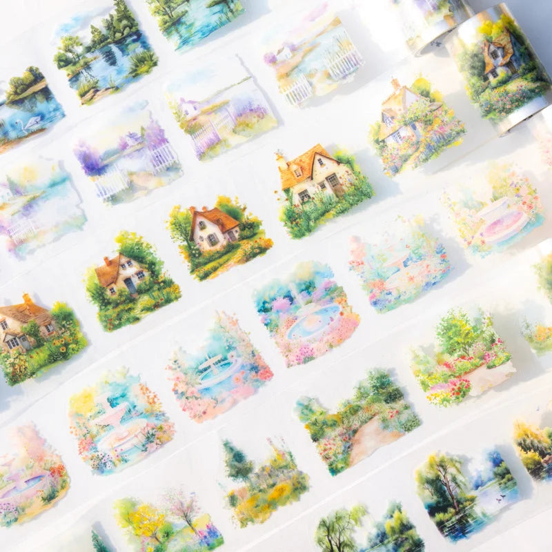 JIANQI 60mm*2m PET Tapes Chunri Park DIY Scrapbooking Decor Photo Album Collage Junk Journal Materials Aesthetics Stickers