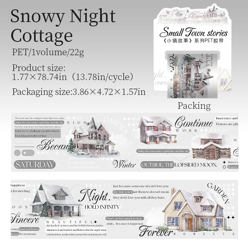JIANQI45mm*2m Small Town Story Kawayi tape Stickers Cute Korean Sticker DIY Decoration Scrapbook Accessories Stationery Sticker