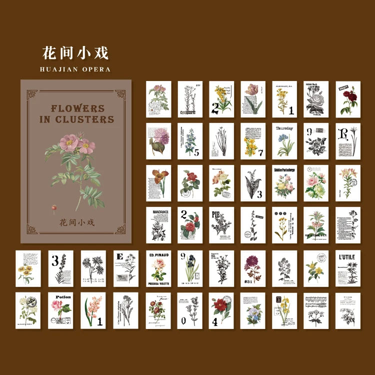 JIANQI 50pcs Vintage Paper for Phone Deco Retro Stationery Supplies Litmus Paper Bullet Journaling Label Scrapbooking Material