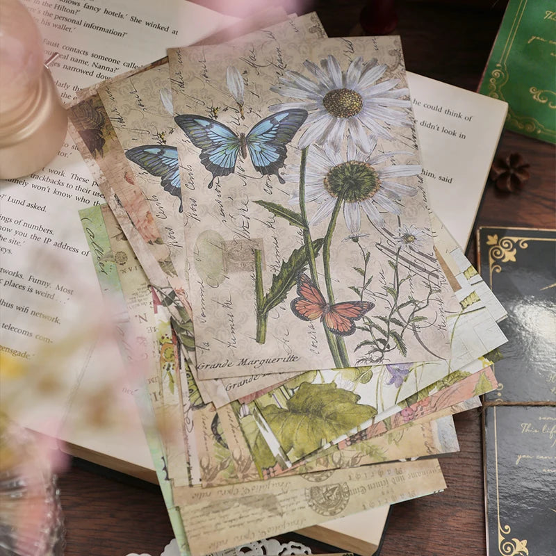 JIANQI 30pcs/pack Retro Material Paper Kit for DIY Scrapbooking Supplies Bullet Journaling Collage Junk Journal Material Paper