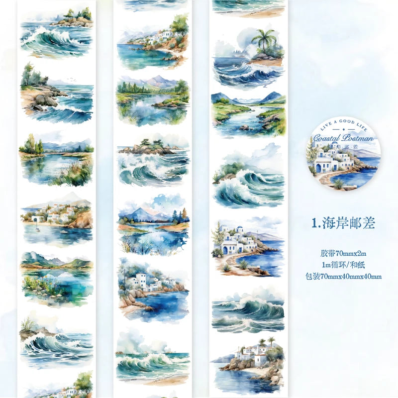 JIANQI 70mm*2m Beautiful scenery series tape PET Material Scrapbooking Stickers Stationery Supplies Decorative DIY Sticker