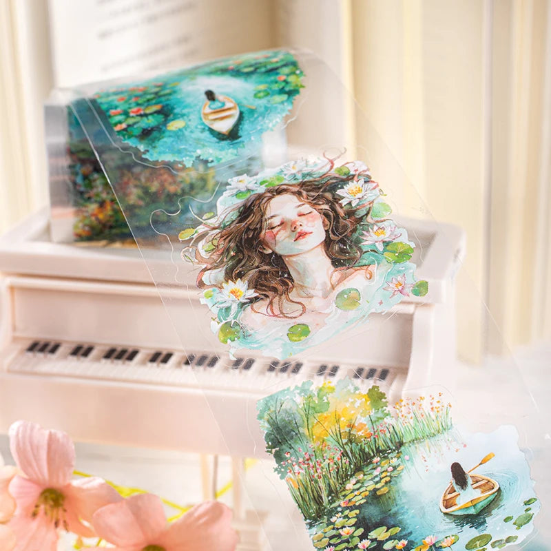JIANQI 60mm*2m Tapes Flower Sea Drifting DIY Scrapbooking Decor Photo Album Collage Junk Journal Materials Aesthetics Stickers