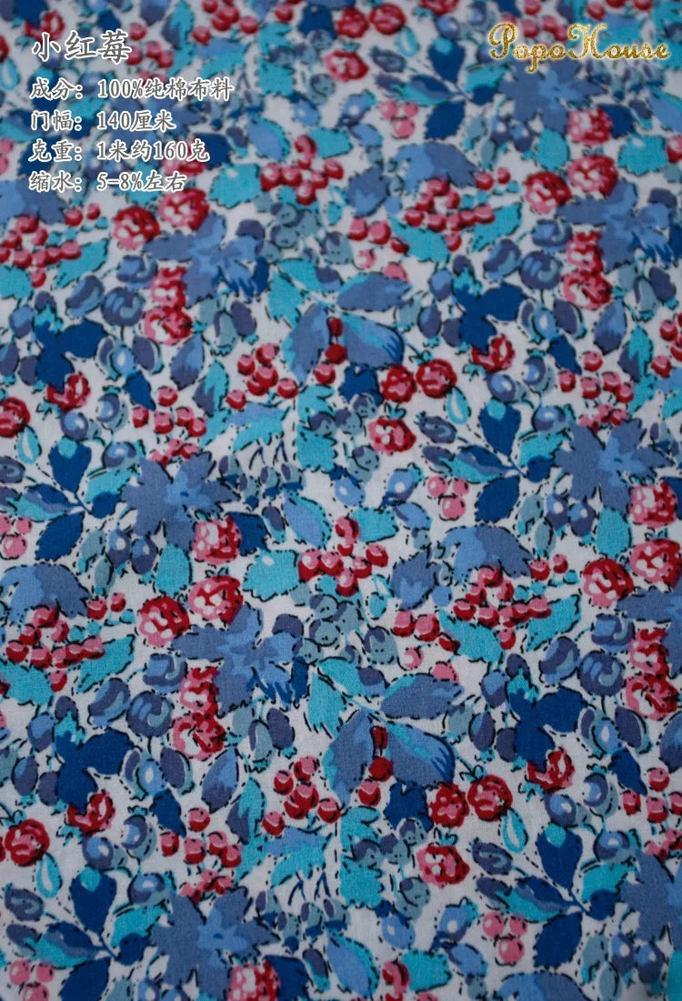145x50cm Pastoral Floral Poplin Cotton Fabric DIY Children's Wear Cloth Make Bedding Quilt Decoration Home