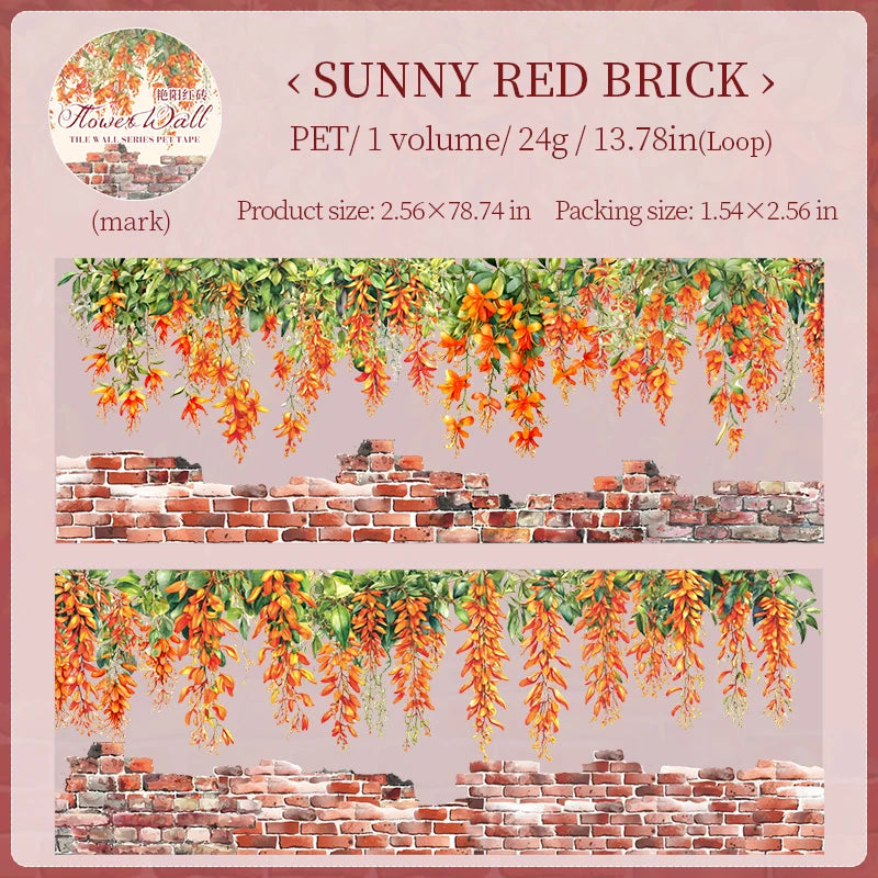 65mm*2m PET Plant Vine and stone wall tape Sticker Decorative collage Adhesive Diy Scrapbooking hand made Masking tape