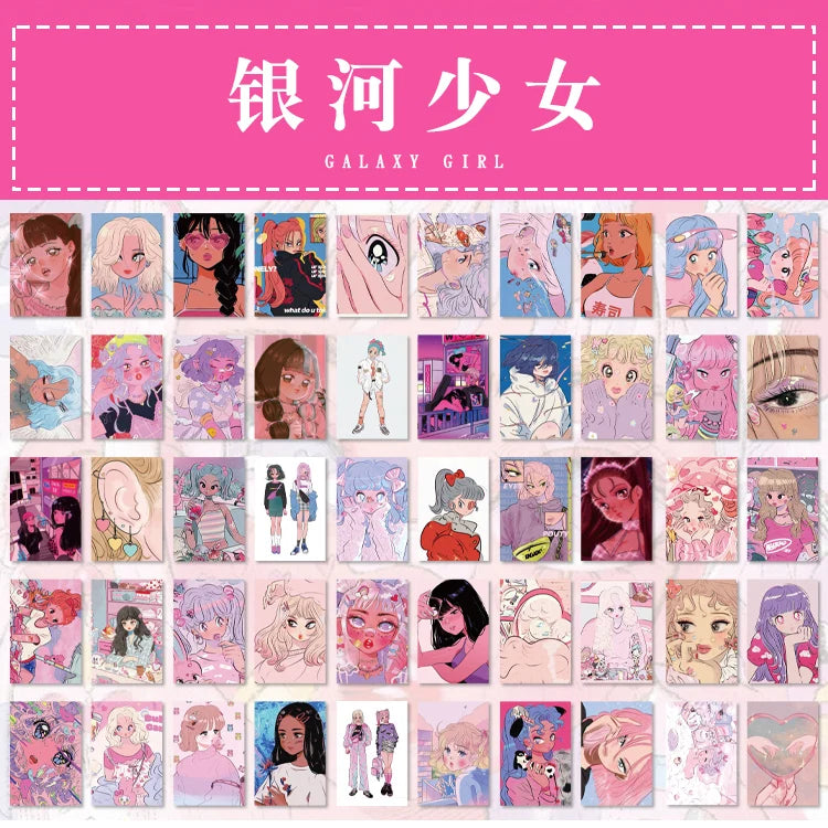 JIANQI 50pcs INS Stickers Cartoon Girly Stickers kawayi Stickers Diy Decorative Scrapbooking Junk Journal Stationery Stickers