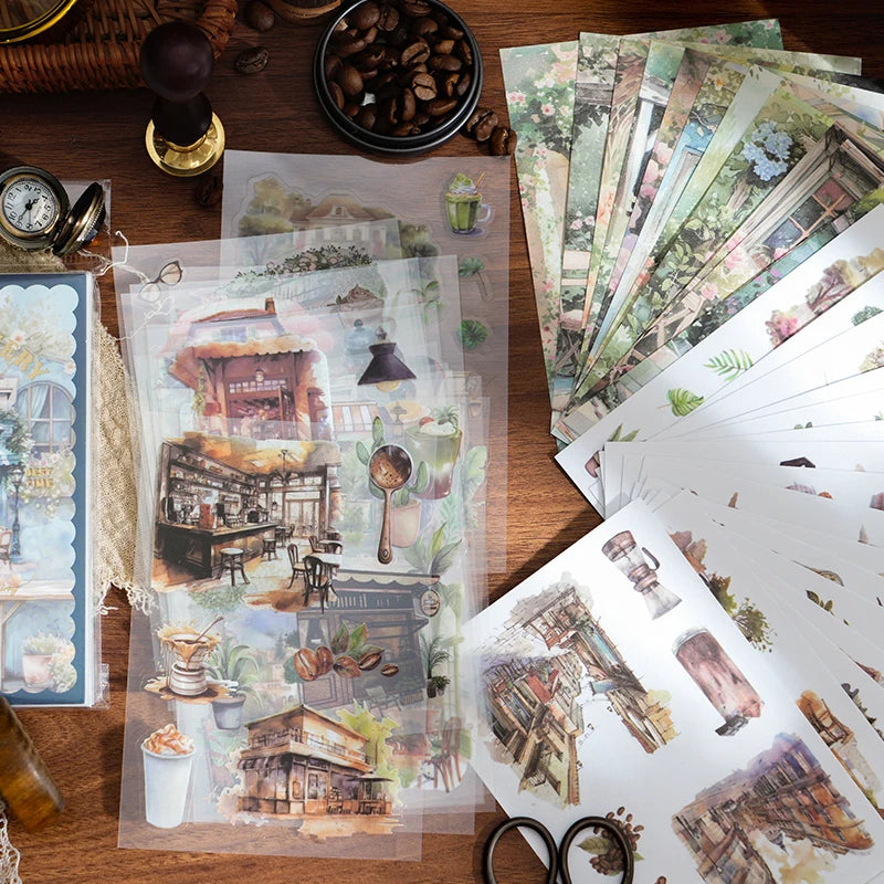 JIANQI 54pcs Wind Is Coming series Decoration material sticker Diary Album Scrapbooking material sticker Junk Journal Supplies