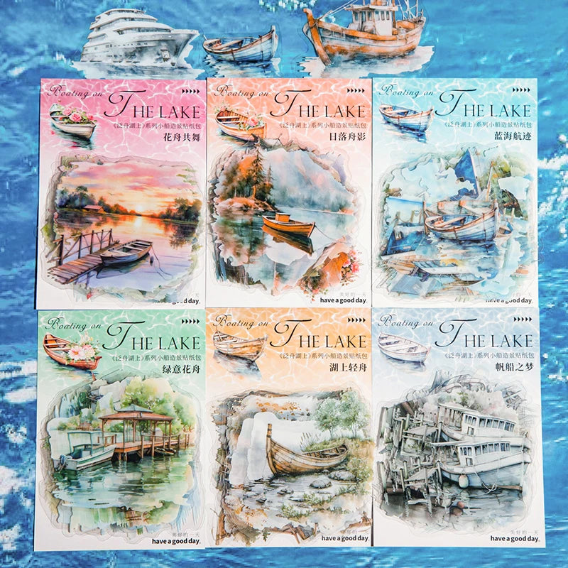 JIANQI 20pcs Water landscape Sticker Pack Junk Journal DIY Scrapbooking Supplies Collage School Stationery Stickers