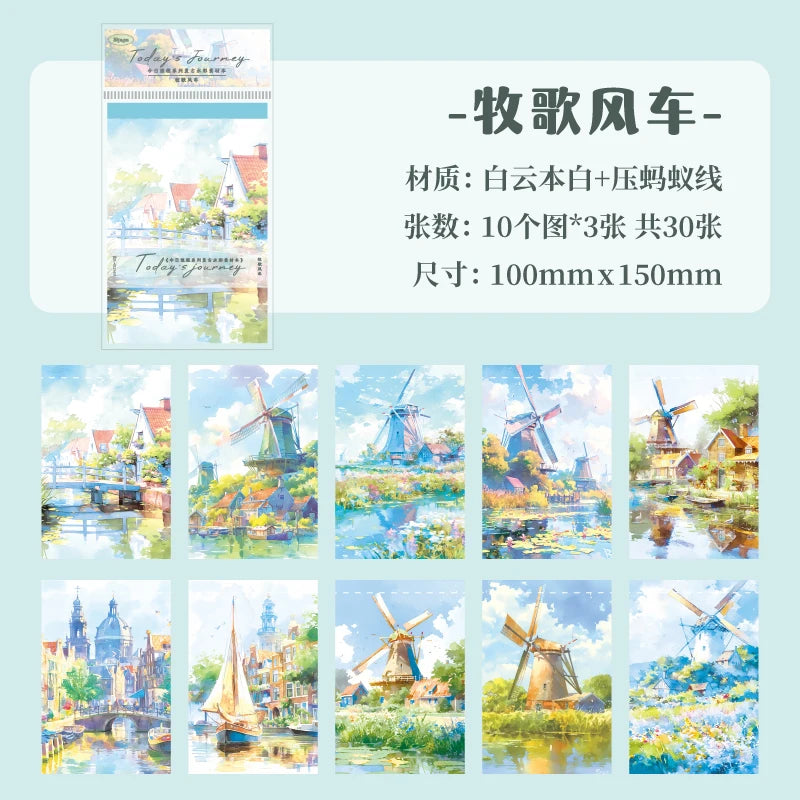 JIANQI 30 pcs Landscape material paper Decorative Diary Album Scrapbooking material Background paper junk journal supplies