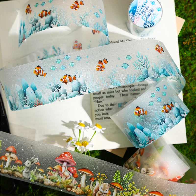 JIANQI 50mm*2m Animal World landscape Tapes DIY Scrapbooking Decor Photo Album Collage Journalling Materials Stickers