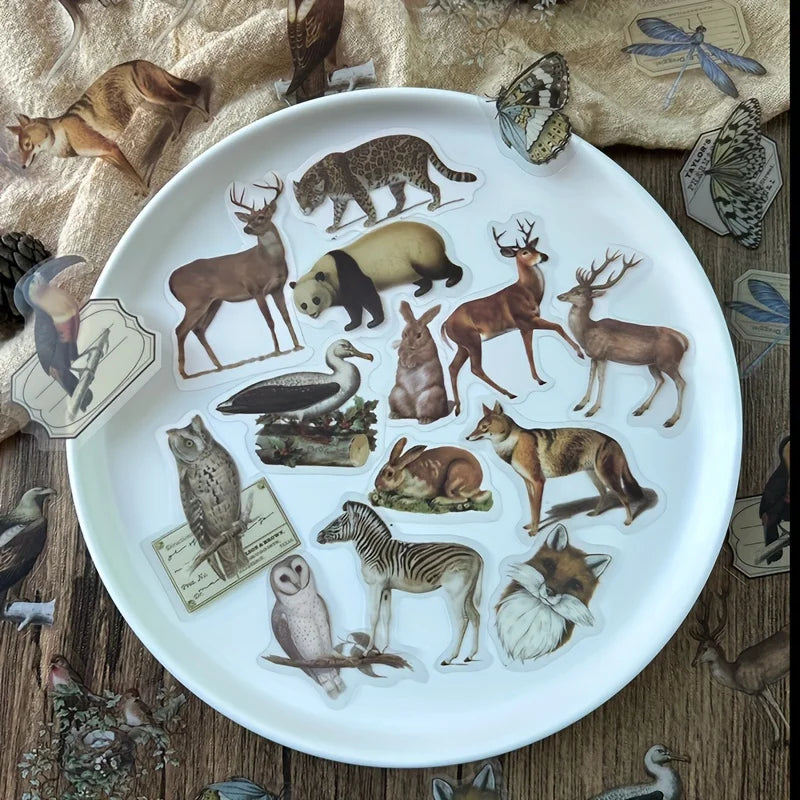 40pcs/pack Forest Animal Plant Planet Stickers DIY Scrapbooking Planner Collage Diary Supplies Aesthetics Sticker Stationery