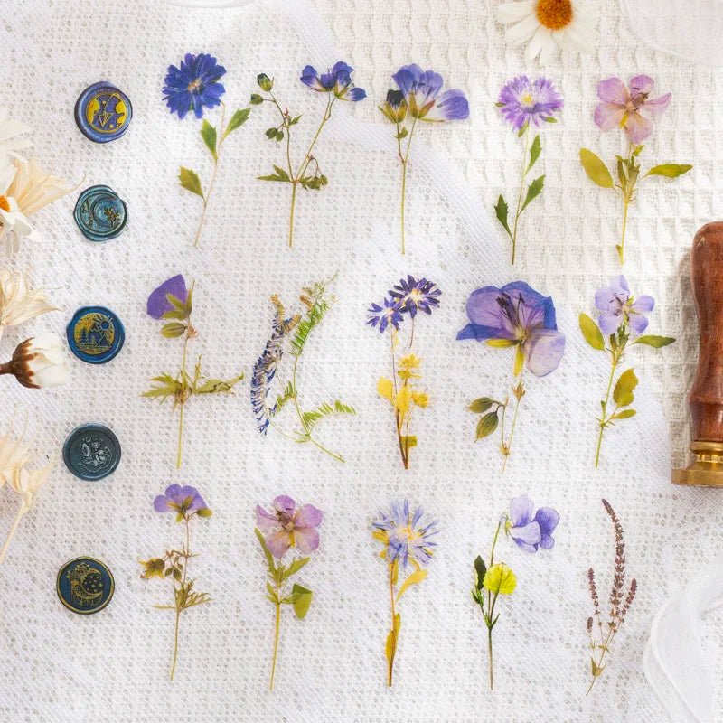 JIANQI 40pcs/pack Floral Stickers Kit Transparent PET Scrapbooking Materials DIY Junk Journal Aesthetics Sticker Stationary