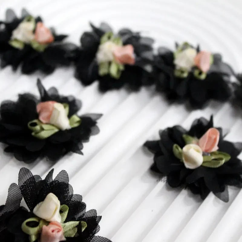 10Pcs/Lot Handmade Chiffon Flower Lace Accessories for DIY Wedding Decoration