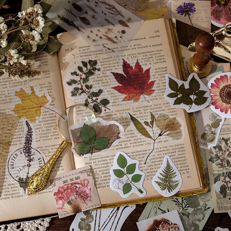 60pcs Vintage Stickers Scrapbook Paper for Scrapbooking Junk Journal School Supplies Creative Stationery DIY Deco Stickers