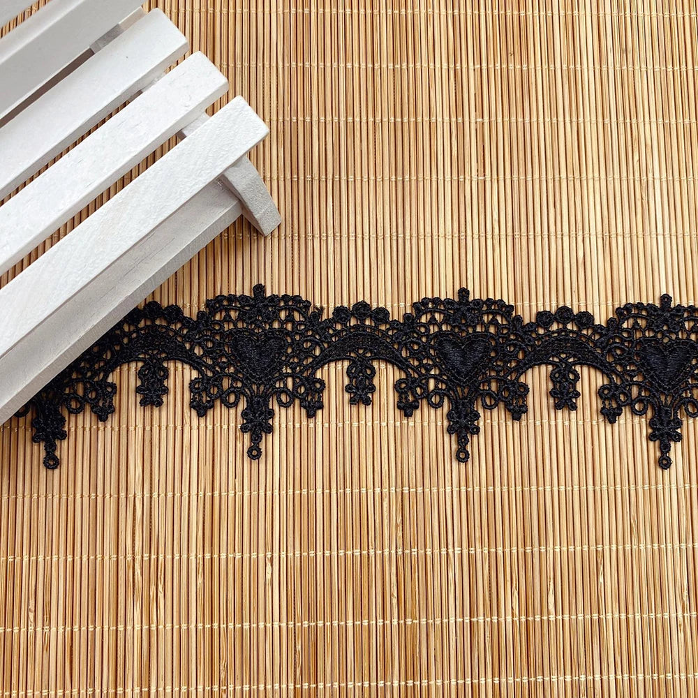 1 Yard Black White Gold Embroidery Luxury Lace Fabric Ribbon DIY Clothing Wedding Decoration Home Sew On Trim Applique