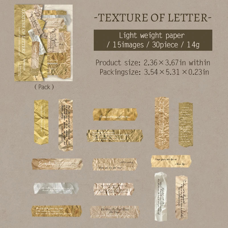 JIANQI 30 Sheets kraft paper Stickers Letter to Paris Decorative handmade Scrapbooking Material Diary Album Craft Supplies