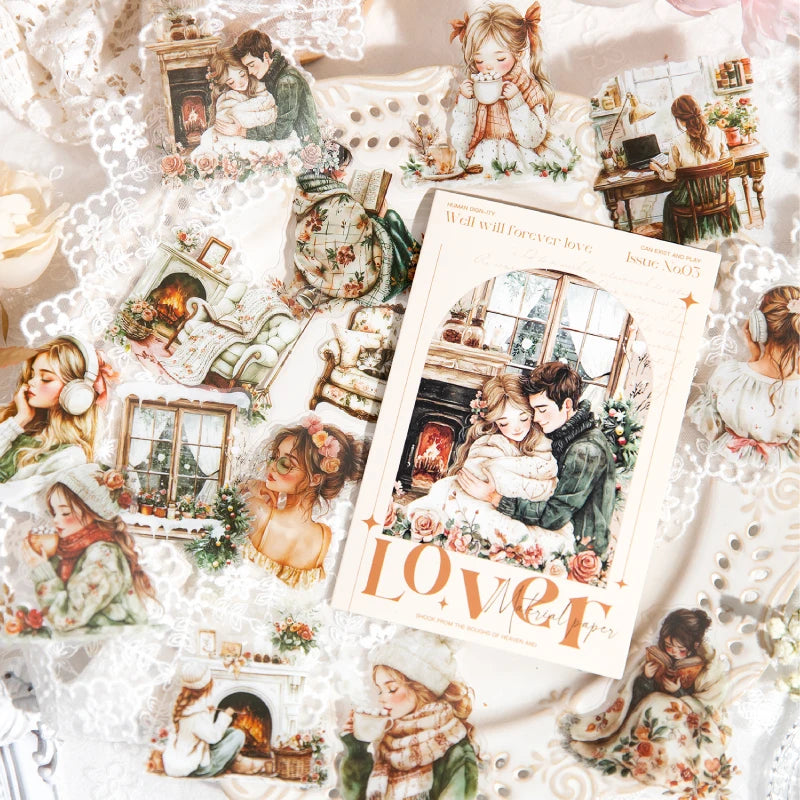 JIANQI 30 pcs PET Large size Stickers Lover Love Decorative handmade Scrapbooking Material Diary Album Craft Supplies