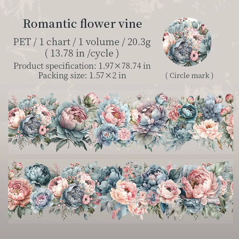 50mm*2m PET Natural Plant Flowers tape Sticker Decorative collage Adhesive Diy Scrapbooking hand made Masking tape