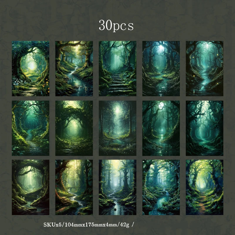 JIANQI 30pcs/pack Retro Magic Forest Materials Paper Decorative Diy Diary Album material junk journal Scrapbooking supplies