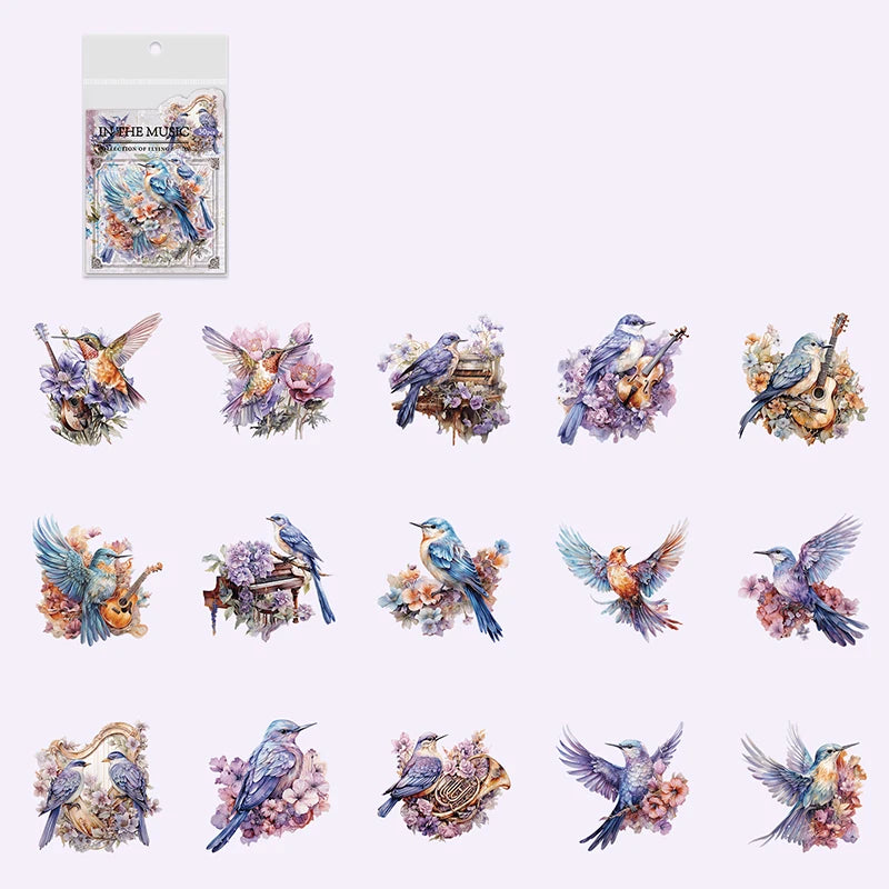 JIANQI 30pcs/pack PET Bird Theme Stickers DIY Scrapbooking Art Collage Photo Album Planner Decor Materials Sticker Stationery