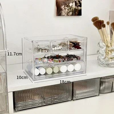 Acrylic Storage Box Desktop Dustproof Drawer Style Jewelry Comb Cosmetic Organizer Perfume Storage Rack Desk Accessories