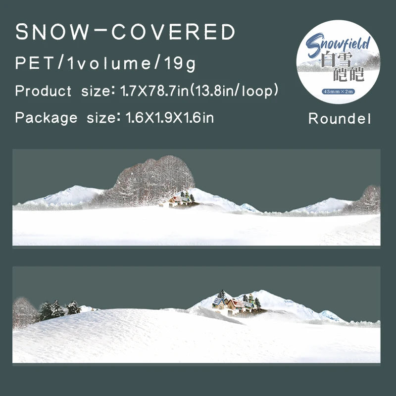 JIANQI 45mm*2m PET Winter snow scenery Tapes Stickers Creativity Hand Account Adhesive hand made Junk Journal Scrapbook Supplies