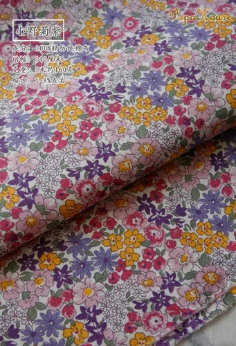 145x50cm Pastoral Floral Poplin Cotton Fabric DIY Children's Wear Cloth Make Bedding Quilt Decoration Home