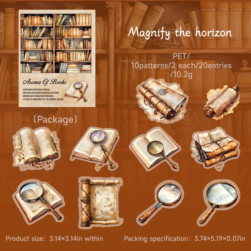 JIANQI 20pcs Vintage Deco Stickers Stationery supplies Diy Junk Journal Hand made Planner Collage material Scrapbooking supplies