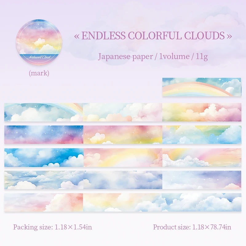 JIANQI 30mm*2m Sky and Sea landscape Tapes DIY Scrapbooking Decor Photo Album Collage Journalling Materials Stickers